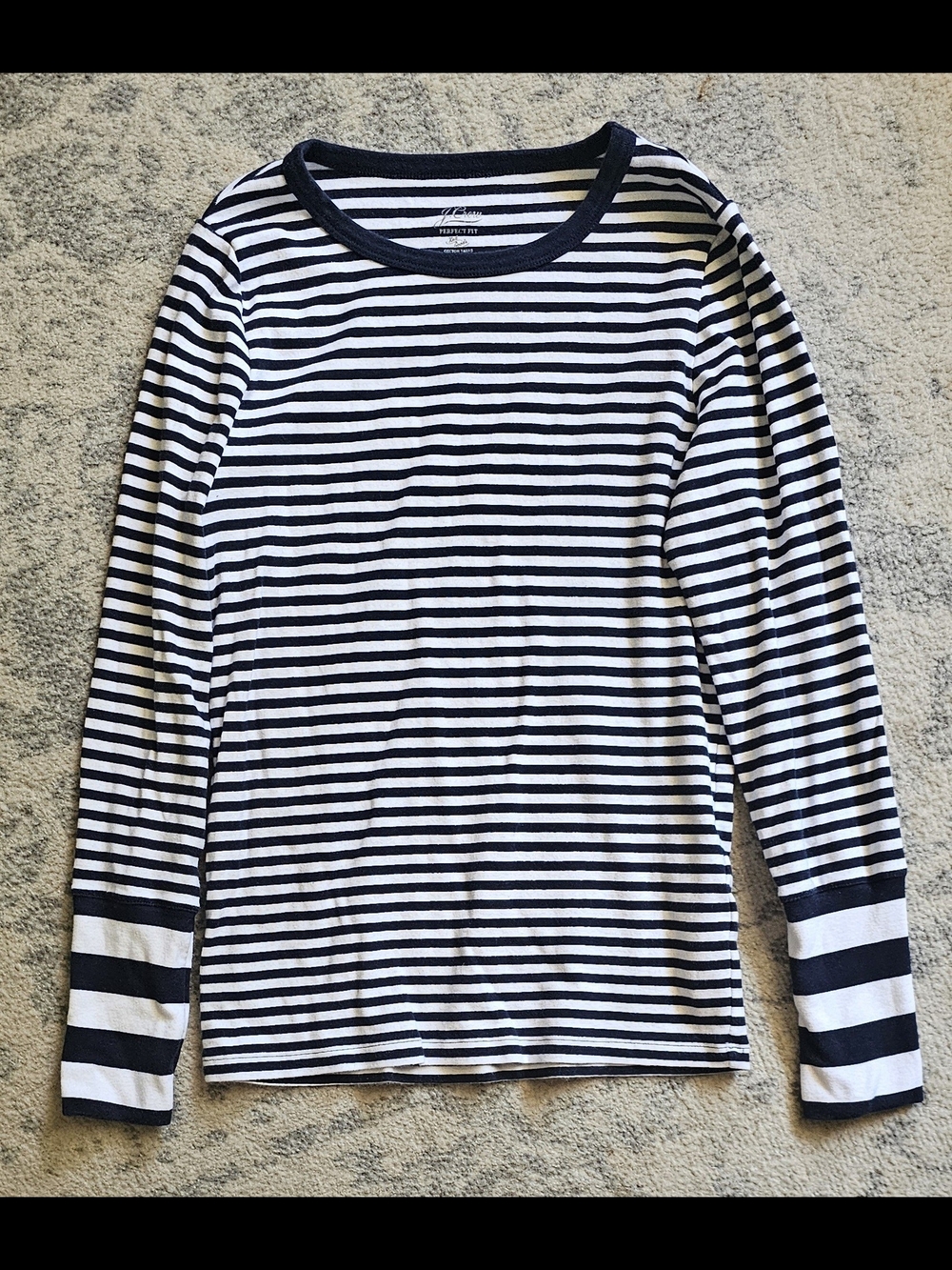 J Crew Perfect Fit Navy/white Stripe Top L